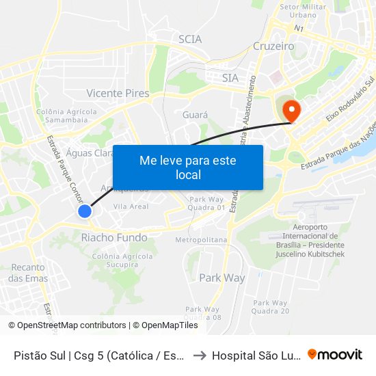 Pistão Sul | Csg 5 (Católica / Estácio) to Hospital São Lucas map