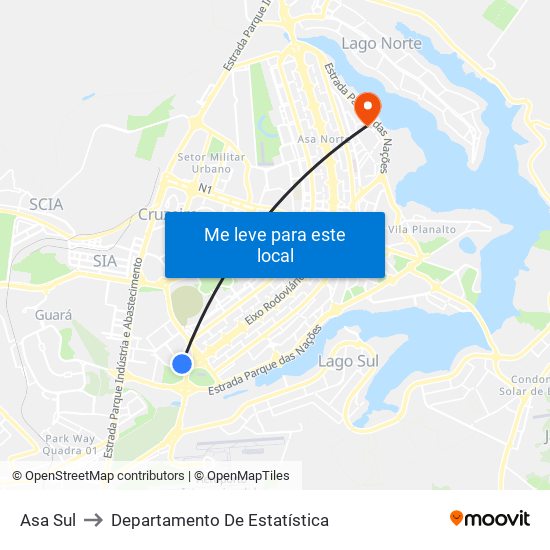 Asa Sul to Departamento De Estatística map