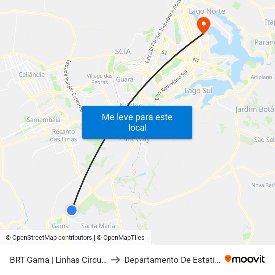 Terminal Brt Gama to Departamento De Estatística map