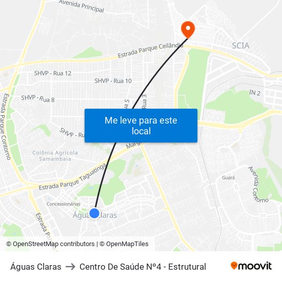 Águas Claras to Centro De Saúde Nº4 - Estrutural map