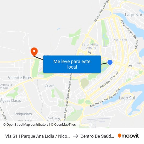 Via S1 | Parque Ana Lídia / Nicolandia / Eixo Ibero-Americano to Centro De Saúde Nº4 - Estrutural map