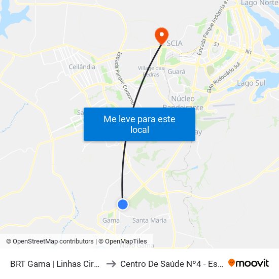 Terminal Brt Gama to Centro De Saúde Nº4 - Estrutural map