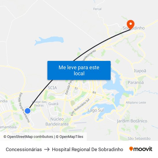 Concessionárias to Hospital Regional De Sobradinho map