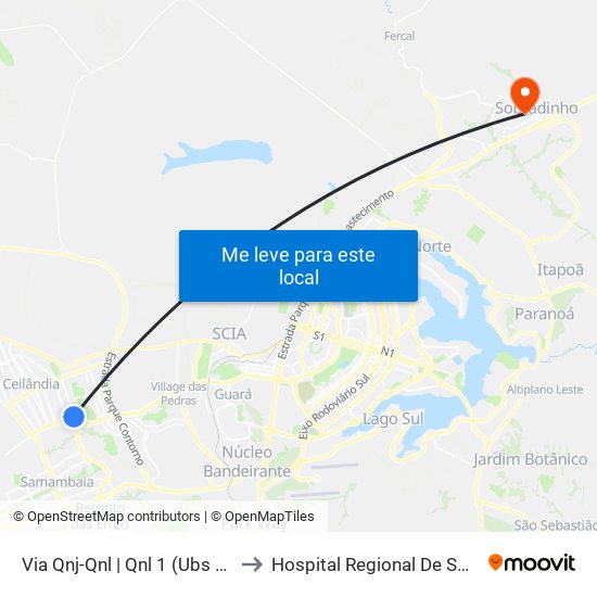 Via Qnj-Qnl | Qnl 1 (Ubs 3 / Ced 6) to Hospital Regional De Sobradinho map