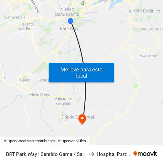 Estação Brt Park Way to Hospital Particular map