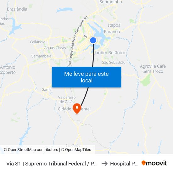 Via S1 | Supremo Tribunal Federal / Praça Dos Três Poderes to Hospital Particular map