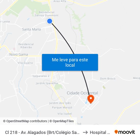 Cl 218 - Av. Alagados (Brt/Colégio Santa Maria/N.S.Aparecida) to Hospital Particular map