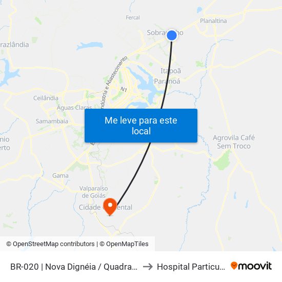 Br-020 | Nova Dignéia / Quadra 18 to Hospital Particular map