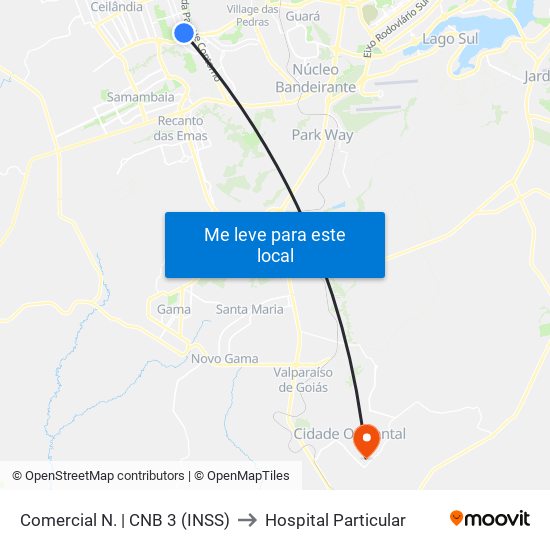 Comercial Norte | Cnb 3 (Inss) to Hospital Particular map