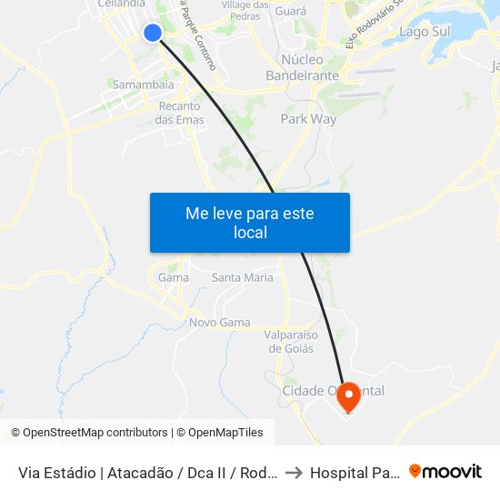 Via Estádio | Atacadão / Dca II / Rodoviária / Estádio to Hospital Particular map