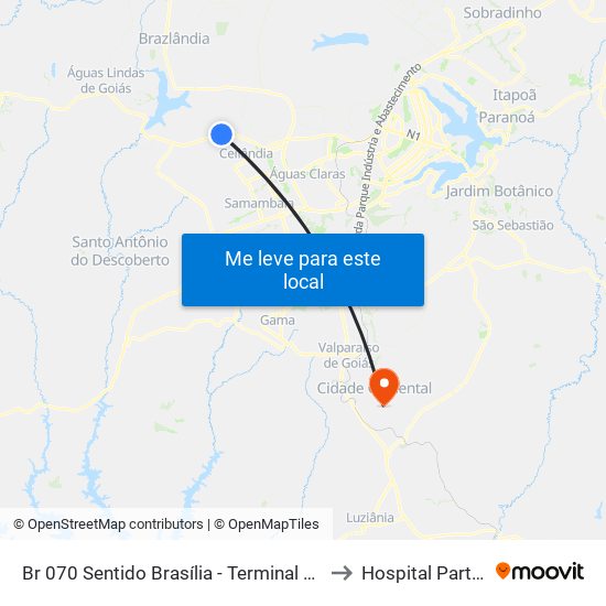 Br 070 Sentido Brasília - Terminal Do Setor O to Hospital Particular map