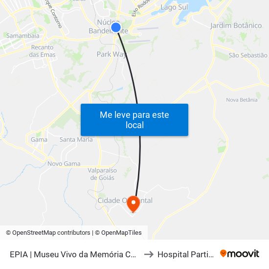 Epia Sul | Museu Vivo Da Memória Candanga to Hospital Particular map