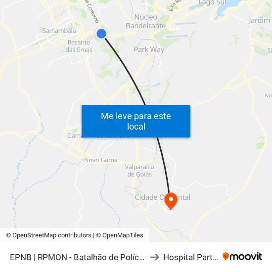 Epnb | Rpmon - Batalhão De Polícia Montada to Hospital Particular map