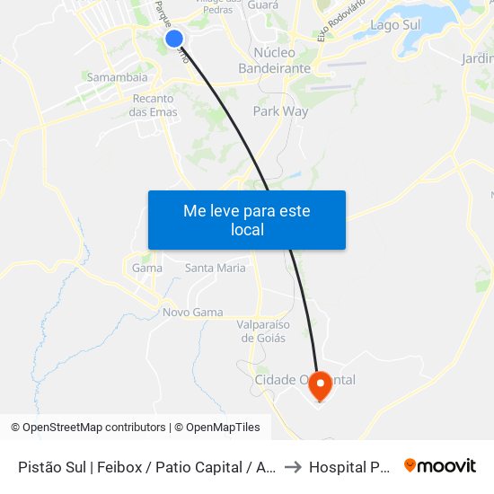 Pistão Sul | Feibox / Patio Capital / Assaí / Leroy Merlin to Hospital Particular map