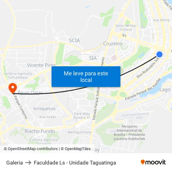 Galeria to Faculdade Ls - Unidade Taguatinga map