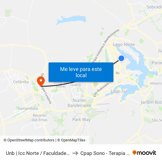 Unb | Icc Norte / Faculdade De Direito to Cpap Sono - Terapia Do Sono map