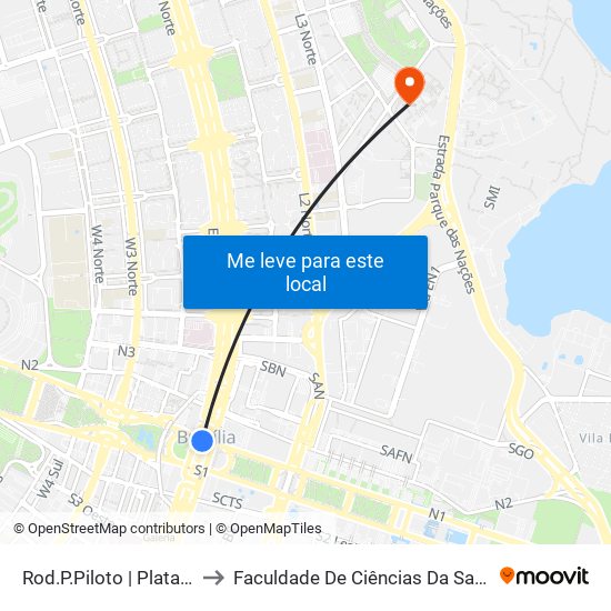 Rod.P.Piloto | Plataforma E to Faculdade De Ciências Da Saúde Da UnB map