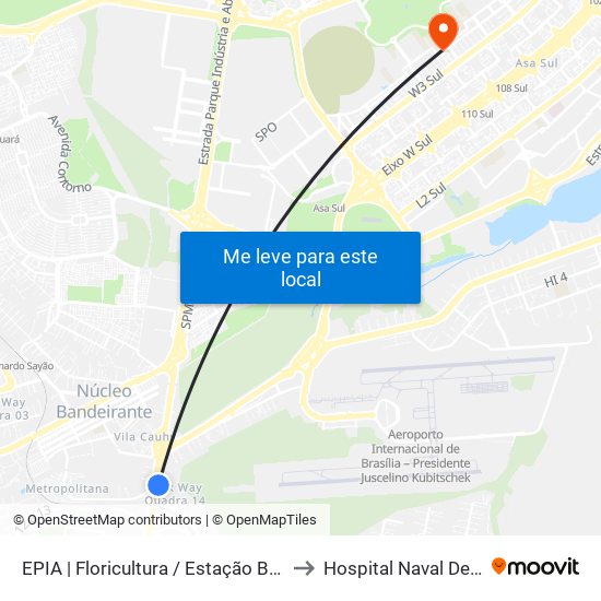 EPIA | Floricultura / Estação BRT Park Way to Hospital Naval De Brasília map