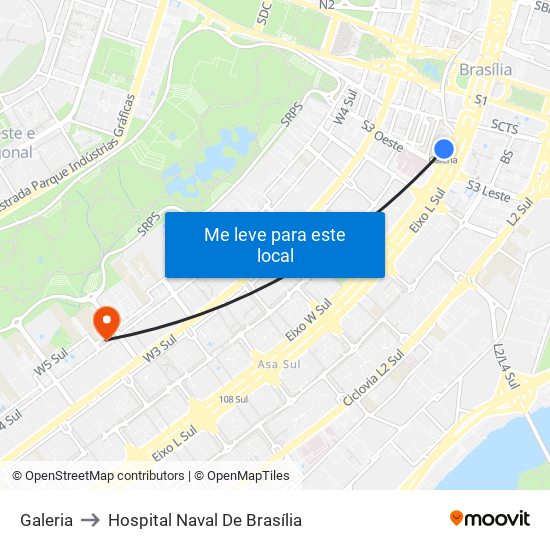 Galeria to Hospital Naval De Brasília map