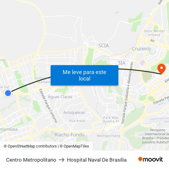 Centro Metropolitano to Hospital Naval De Brasília map