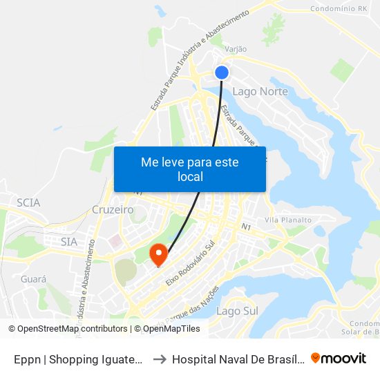 Eppn | Shopping Iguatemi to Hospital Naval De Brasília map