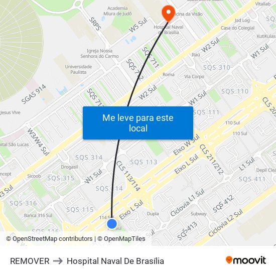 Eixo L Sul | Sqs 214/215 to Hospital Naval De Brasília map