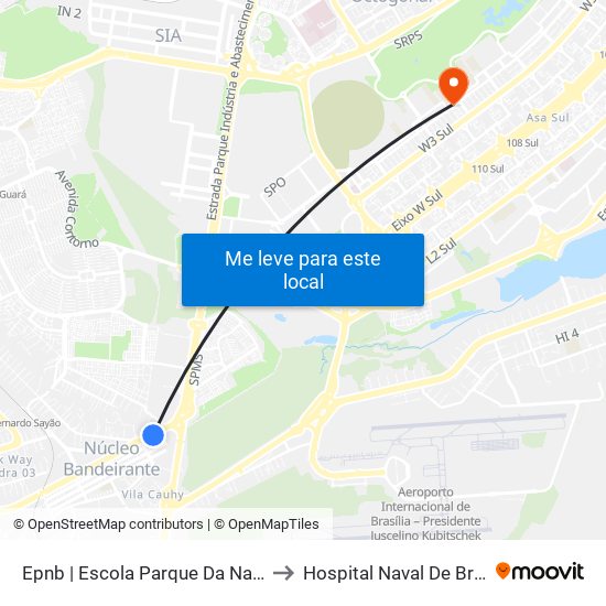 Epnb | Escola Parque Da Natureza to Hospital Naval De Brasília map