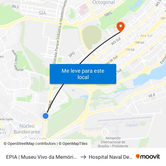 Epia Sul | Museu Vivo Da Memória Candanga to Hospital Naval De Brasília map