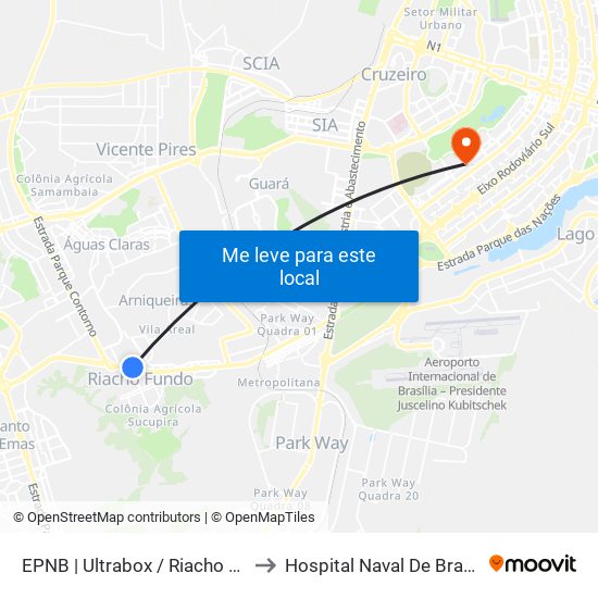 Epnb | Ultrabox / Assaí / Riacho Mall to Hospital Naval De Brasília map