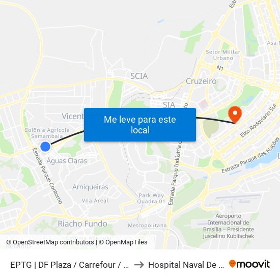 Eptg | Df Plaza / Carrefour / Sam's Club to Hospital Naval De Brasília map