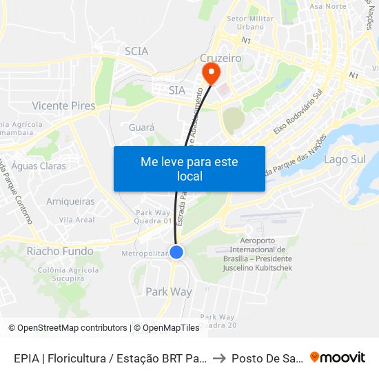 EPIA | Floricultura / Estação BRT Park Way to Posto De Saude map