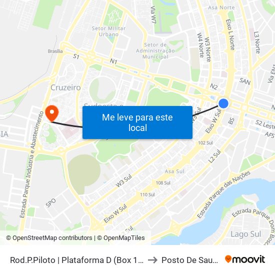 Rod.P.Piloto | Plataforma D (Box 16) to Posto De Saude map