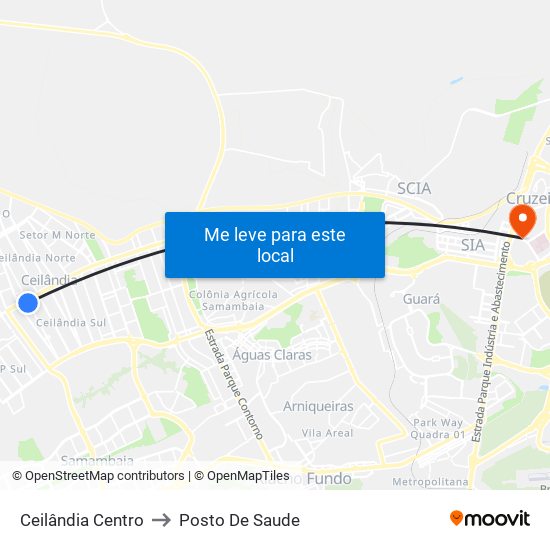 Ceilândia Centro to Posto De Saude map