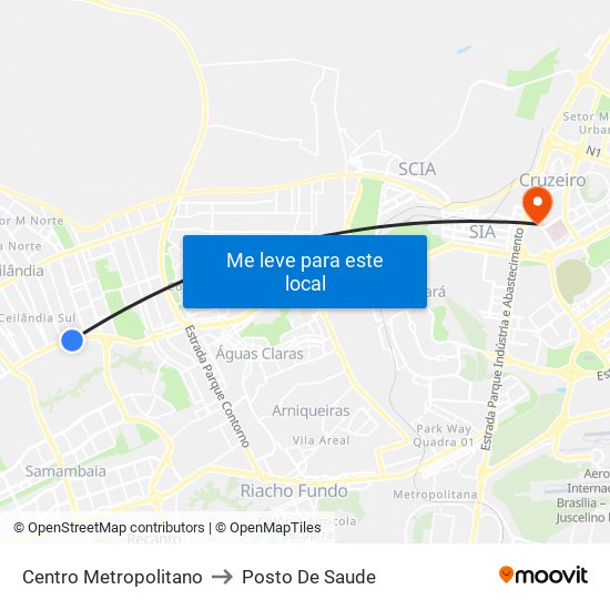 Centro Metropolitano to Posto De Saude map
