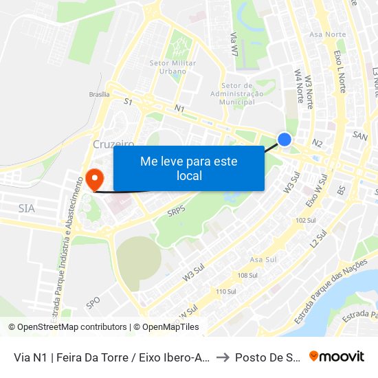 Via N1 | Feira Da Torre / Eixo Ibero-Americano to Posto De Saude map