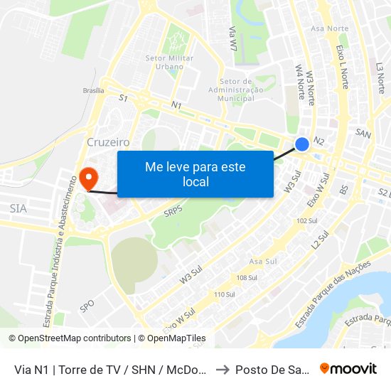 Via N1 | Torre De Tv / Shn / Mcdonald's to Posto De Saude map