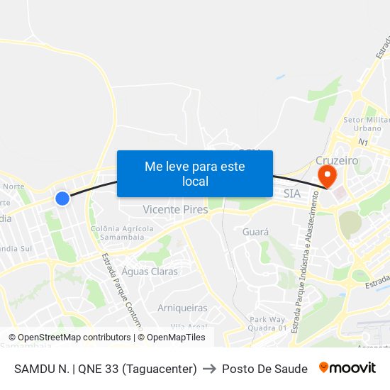 SAMDU N. | QNE 33 (Taguacenter) to Posto De Saude map