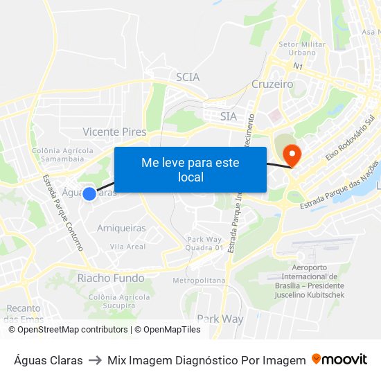Águas Claras to Mix Imagem Diagnóstico Por Imagem map