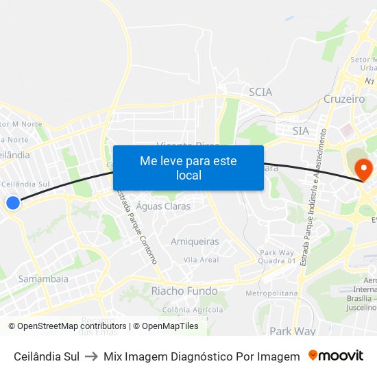Ceilândia Sul to Mix Imagem Diagnóstico Por Imagem map