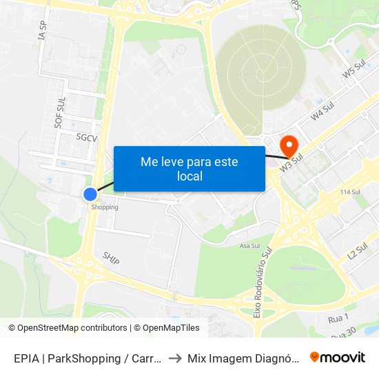 Epia Sul | Parkshopping (Linhas Do Entorno) to Mix Imagem Diagnóstico Por Imagem map