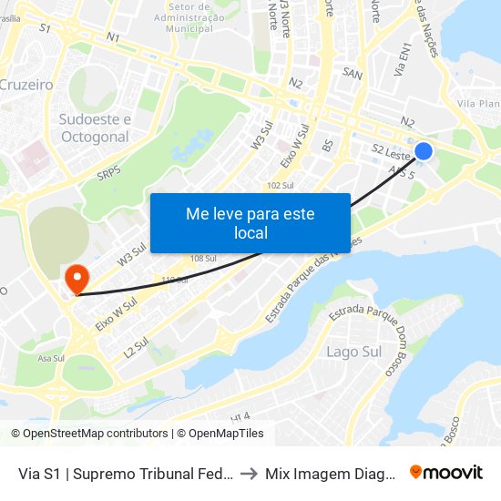 Via S1 | Supremo Tribunal Federal / Praça dos Três Poderes to Mix Imagem Diagnóstico Por Imagem map