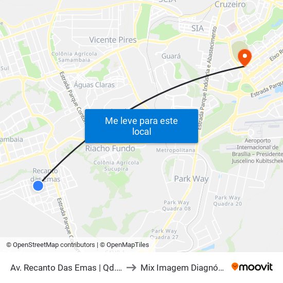 Av. Recanto Das Emas | Qd. 203 (Igreja Universal) to Mix Imagem Diagnóstico Por Imagem map