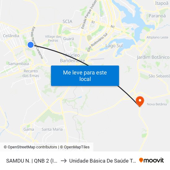 Samdu Norte | Qnb 2 (Inss) to Unidade Básica De Saúde Tororó map