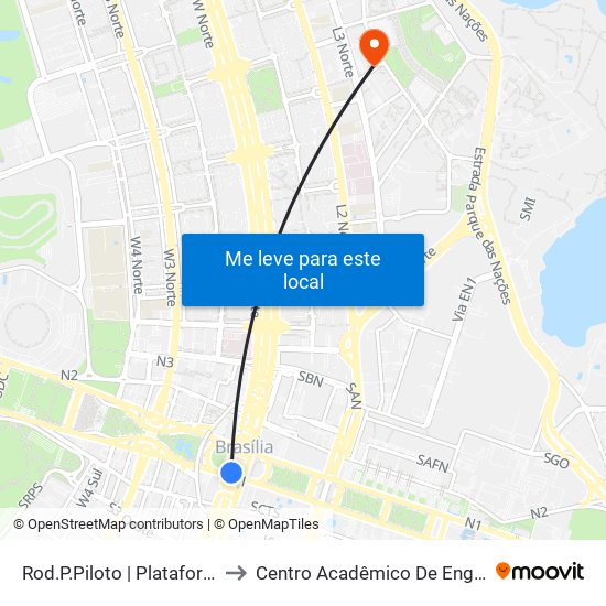 Rod.P.Piloto | Plataforma D (Box 16) to Centro Acadêmico De Engenharia Florestal map