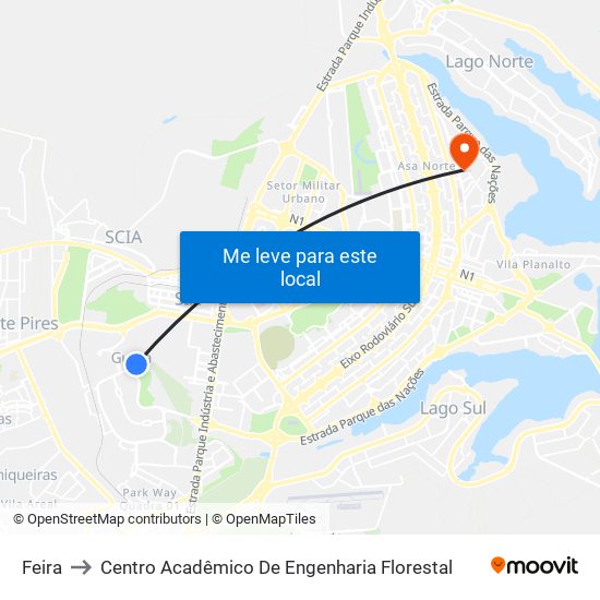 Feira to Centro Acadêmico De Engenharia Florestal map