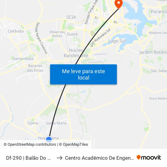 Df-290 | Balão Do Novo Gama to Centro Acadêmico De Engenharia Florestal map