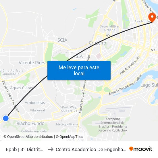 Epnb | 3º Distrito Der-Df to Centro Acadêmico De Engenharia Florestal map