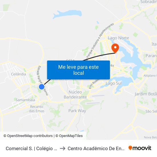 Comercial Sul | Colégio Marista / Ced 2 to Centro Acadêmico De Engenharia Florestal map