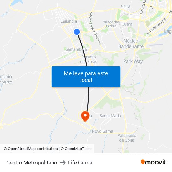 Centro Metropolitano to Life Gama map