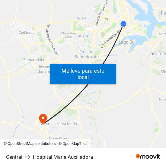 Central to Hospital Maria Auxiliadora map